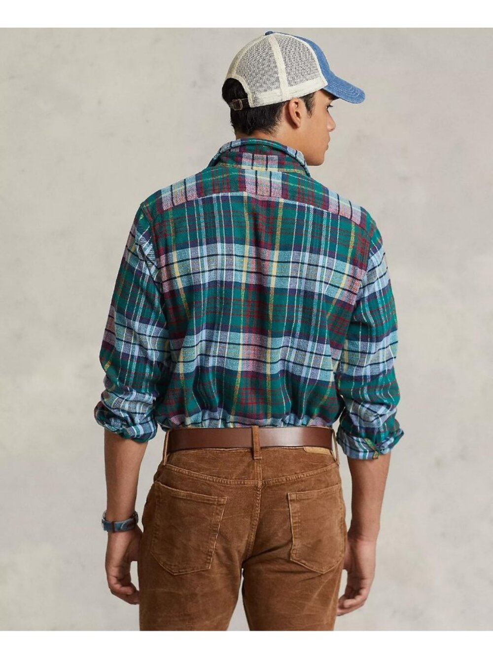Men's Classic-Fit Multicolor Plaid Brushed Flannel Shirt - X-Large, Green Multi - Picture 4 of 6